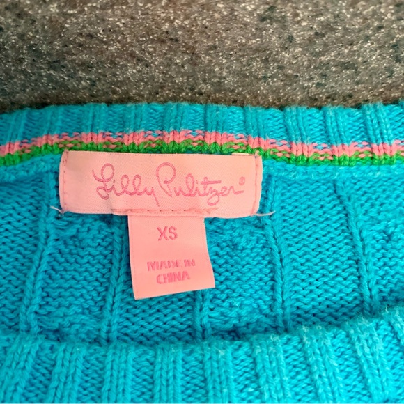 Lilly Pulitzer Cable Knit Cotton Sweater Women’s Size XS Bright Blue Luxury - Picture 3 of 6